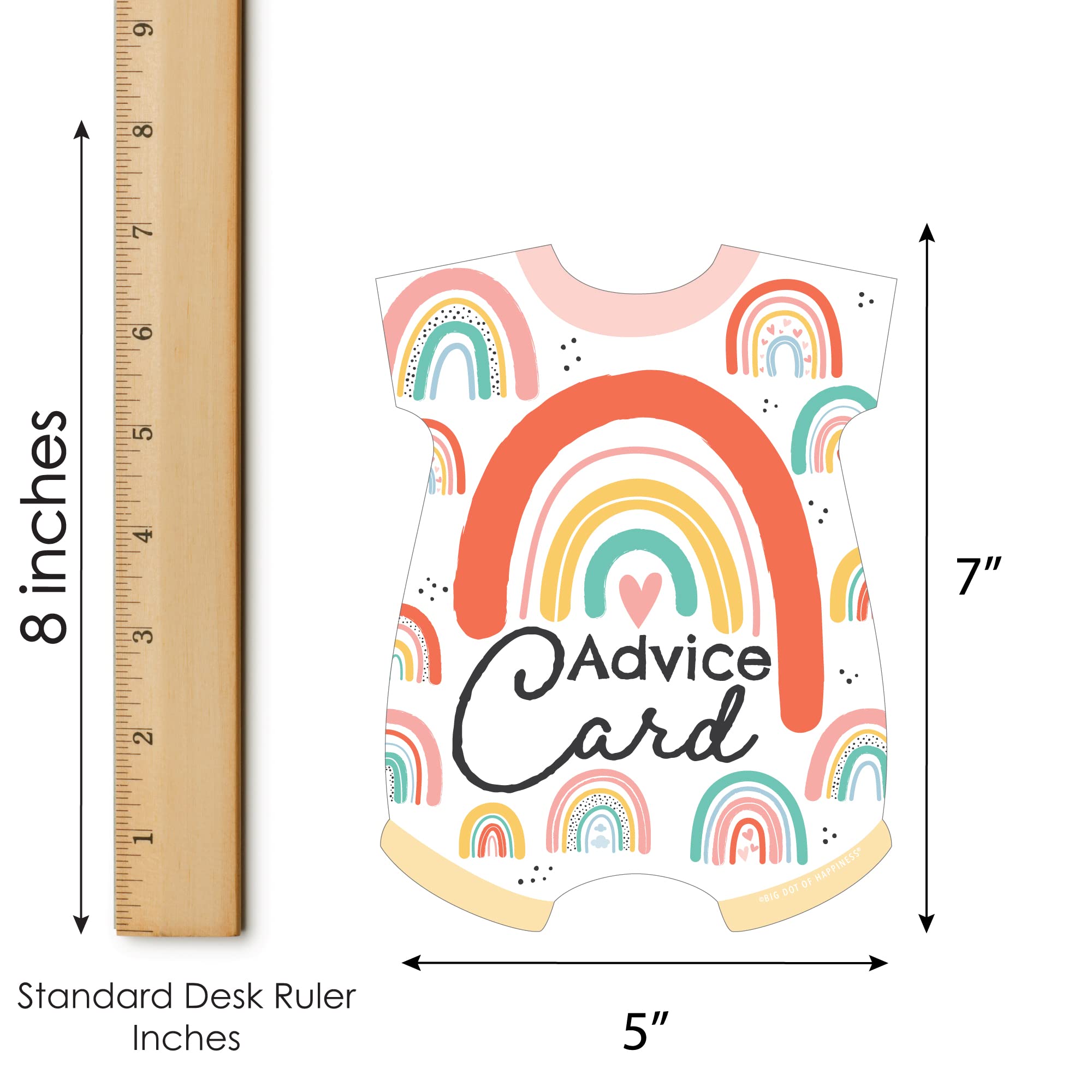 Big Dot Of Happiness Hello Rainbow - Baby Bodysuit Wish Card Boho Baby Shower Activities - Shaped Advice Cards Game - Set Of 20